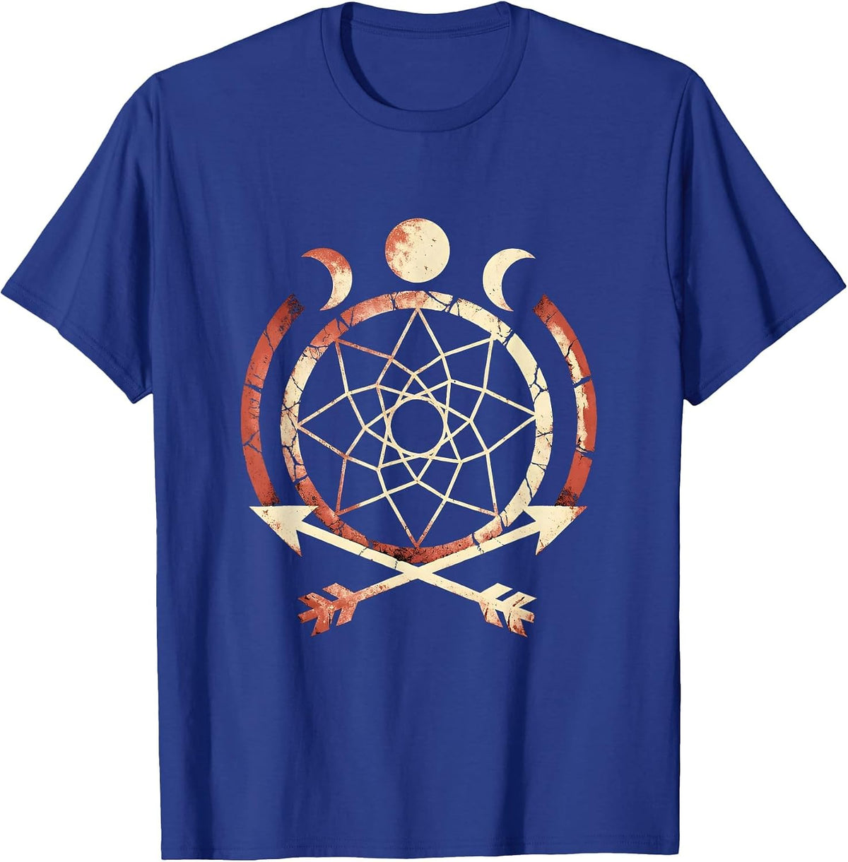 Men's Dreamcatcher Arrows Moon Phases Western Boho T-Shirt - Royal Blue