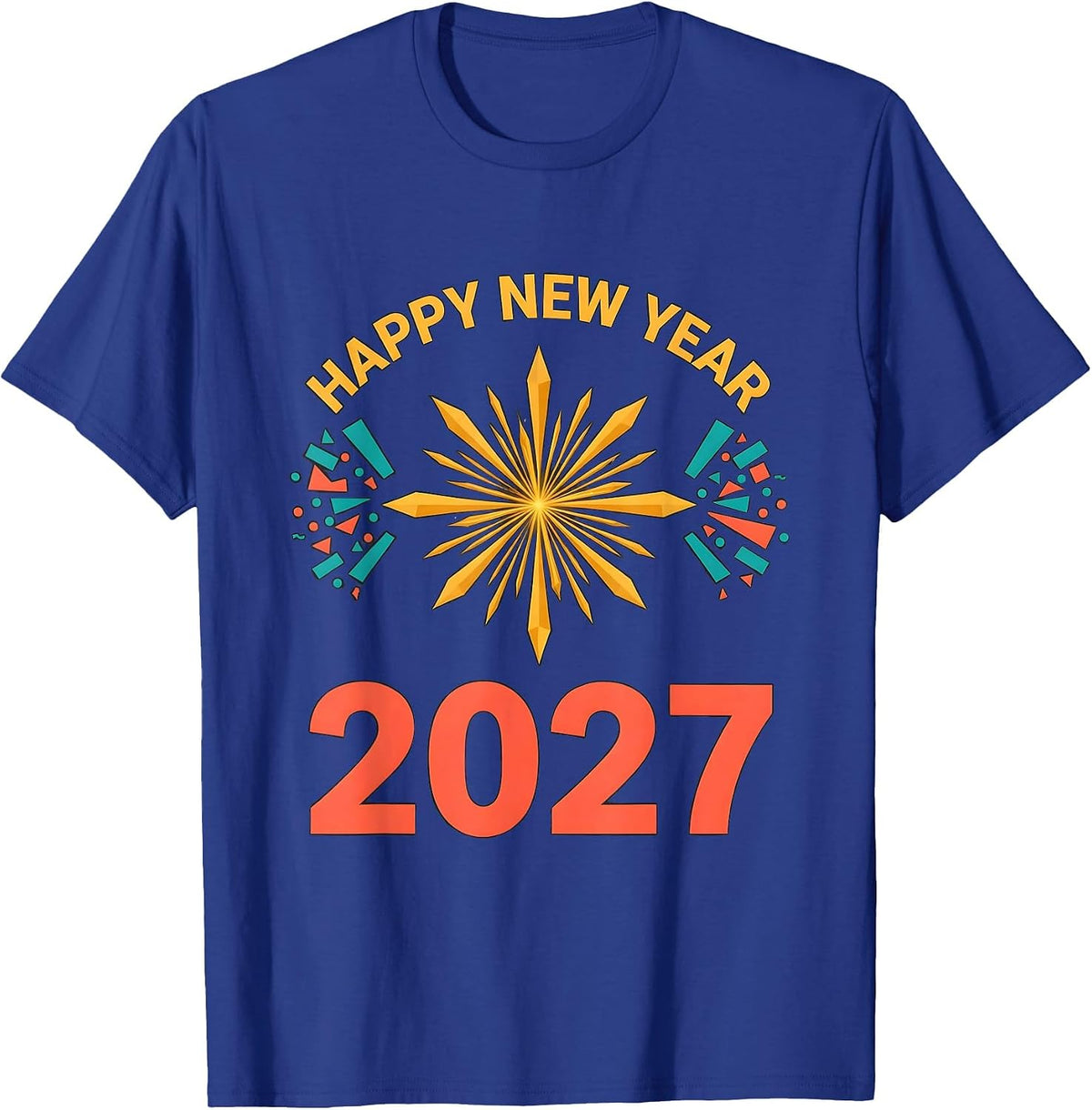 Happy New Year 2027 Whimsical Festive Party Countdown T-Shirt - Royal Blue