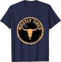 Mostly Tired Vintage Distressed Boho Western T-Shirt - Navy Blue