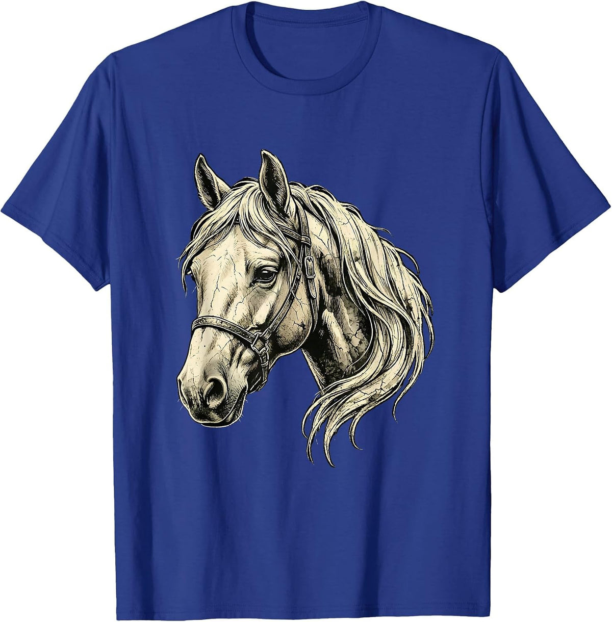 Horse Head Boho Western Cowgirl Equestrian T-Shirt - Royal Blue