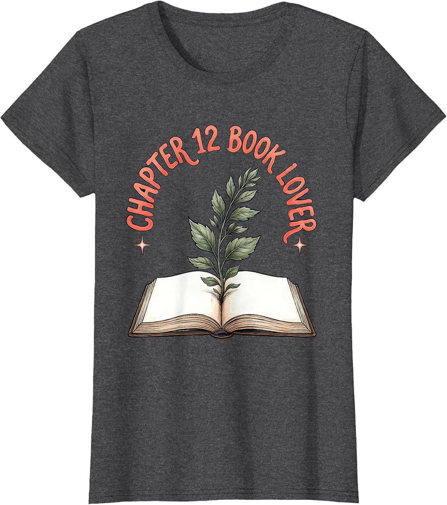 Women's Chapter 12 Book Lover Birthday Bookworm 12 Years Old T-Shirt - Dark Heather Grey