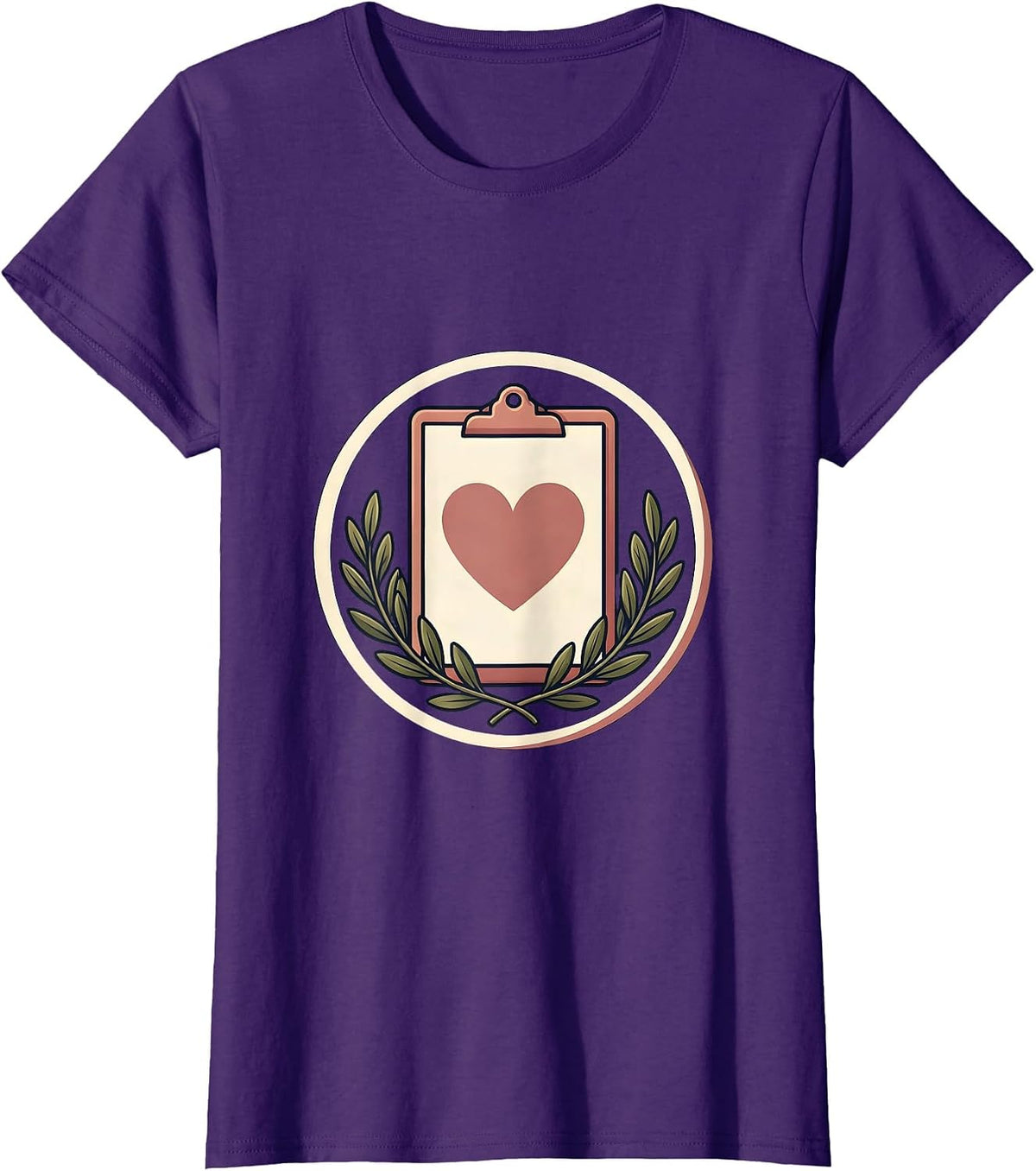 Women's School Counselor Clipboard Heart Illustration T-Shirt - Purple