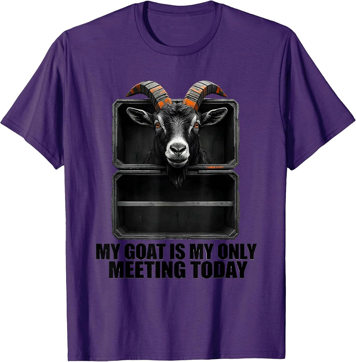 Men's My Goat Is My Only Meeting Today Brutalist Pet Owner Humor T-Shirt - Purple