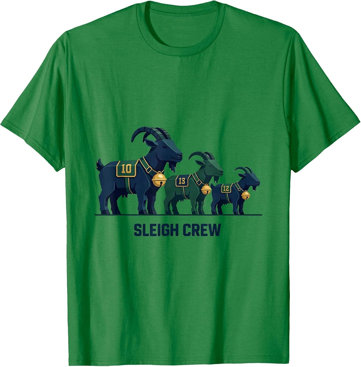 Men's Sleigh Crew Funny Goat Lover Christmas Farm Animal Humor T-Shirt - Kelly Green