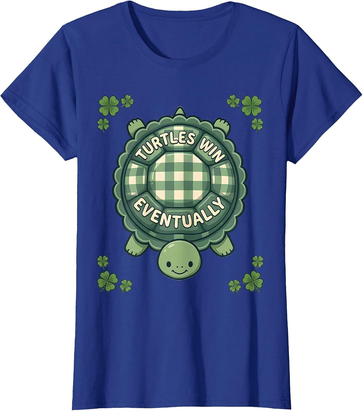 Women's Turtles Win Eventually Animal Kingdom Design T-Shirt - Royal Blue