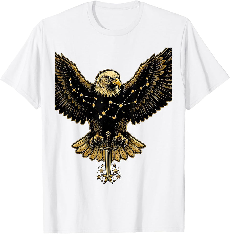 Men's Northern Sky Constellation Map Freedom Design T-Shirt - White