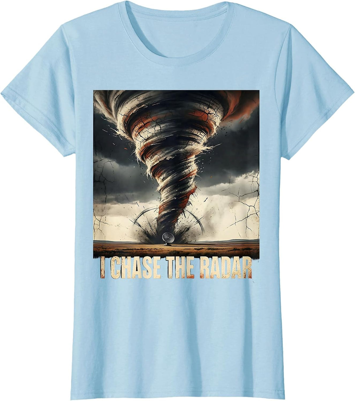 I Chase The Radar Distressed Tornado Chaser Meteorology T-Shirt - Baby Blue
