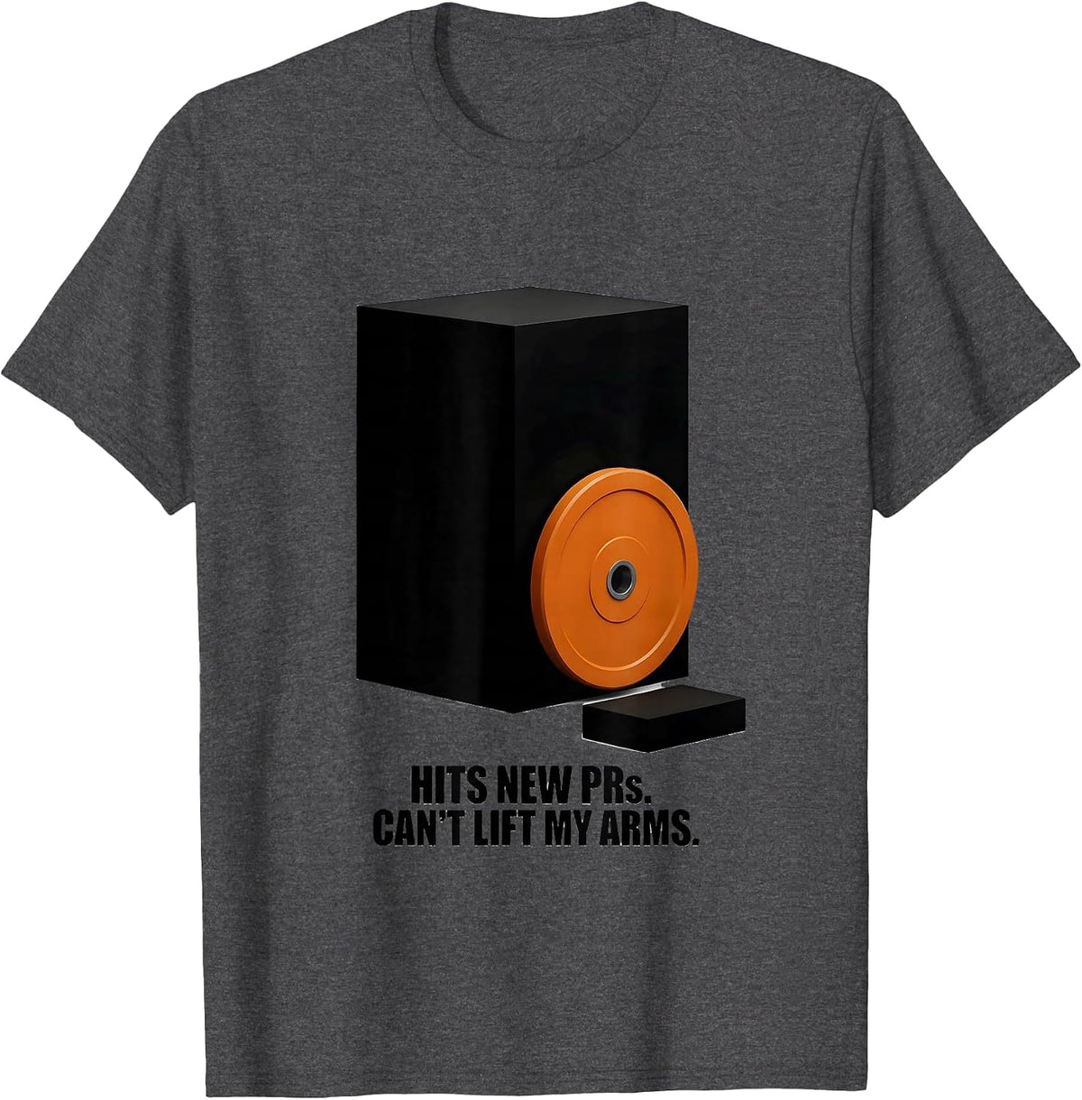 Men's Hits New PRs Can't Lift My Arms Funny Gym Workout Humor T-Shirt - Dark Heather Grey