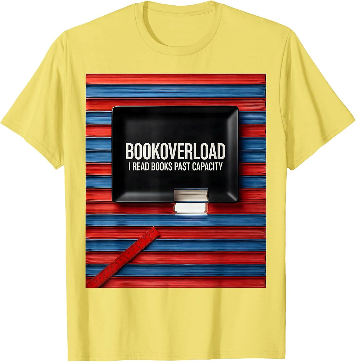 Men's Bookoverload I Read Books Past Capacity Bookworm T-Shirt - Lemon Yellow
