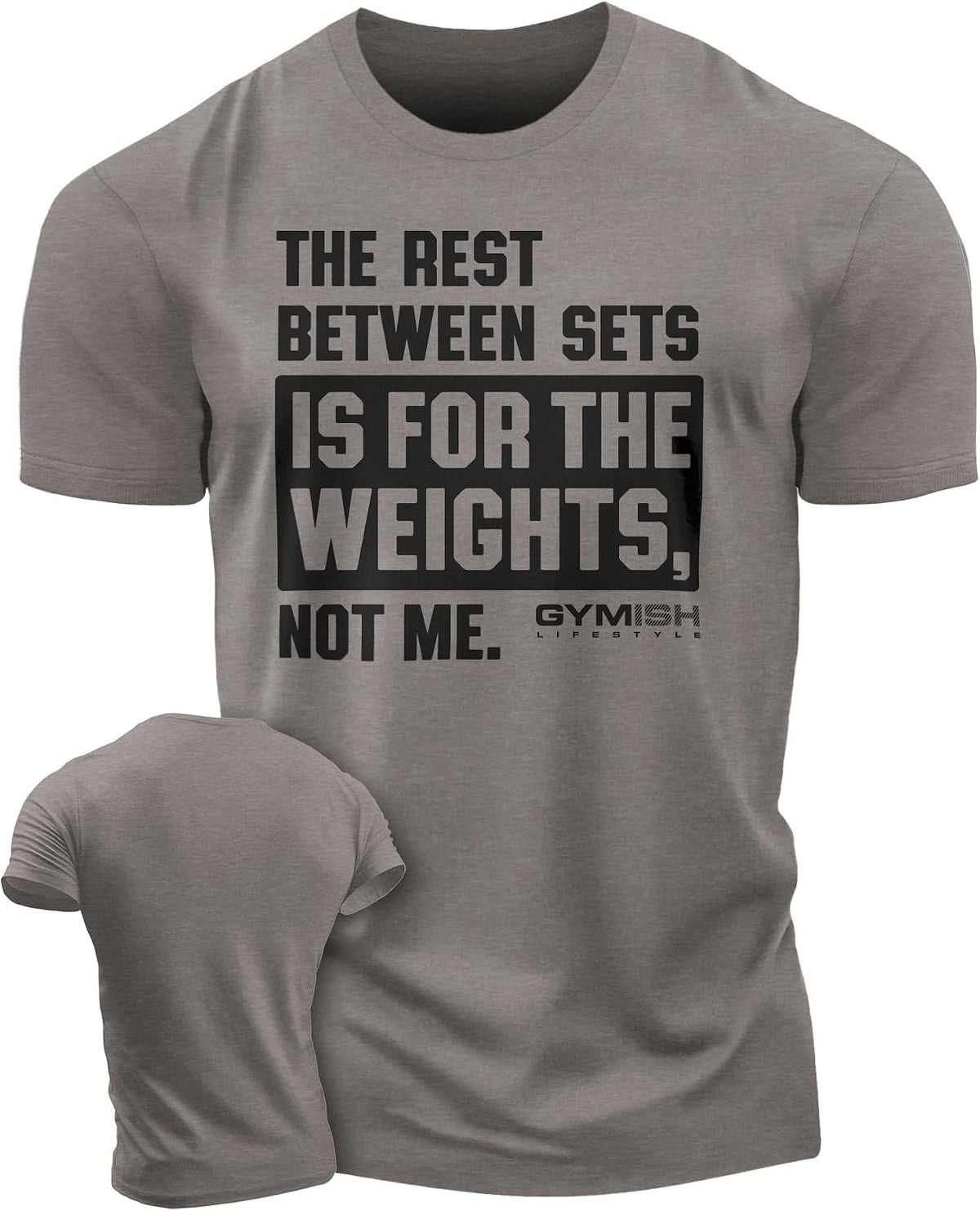 Rest Between Sets Mens Bodybuilding T-Shirts Graphic Tees Short Sleeve Workout Shirt - 3. Rest Between Sets Warm Grey
