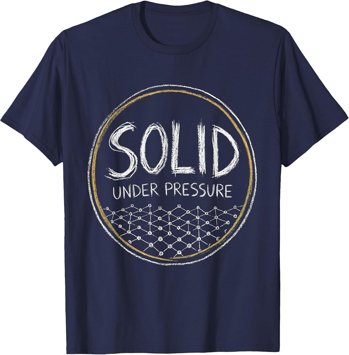 Men's Solid Under Pressure Funny Chemistry Science Pun Gift T-Shirt - Navy Blue