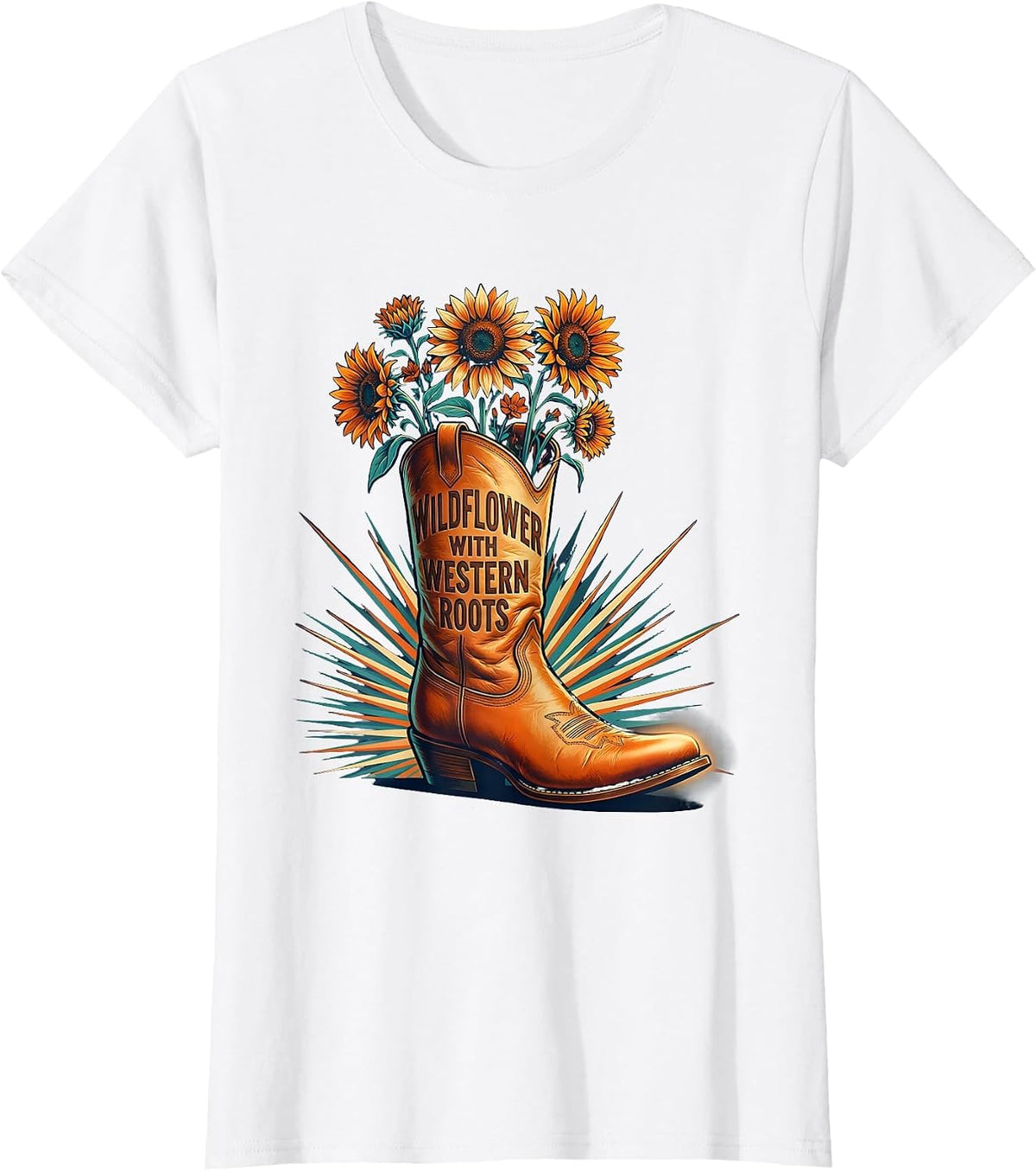 Wildflower With Western Roots Girls Western Design T-Shirt - White