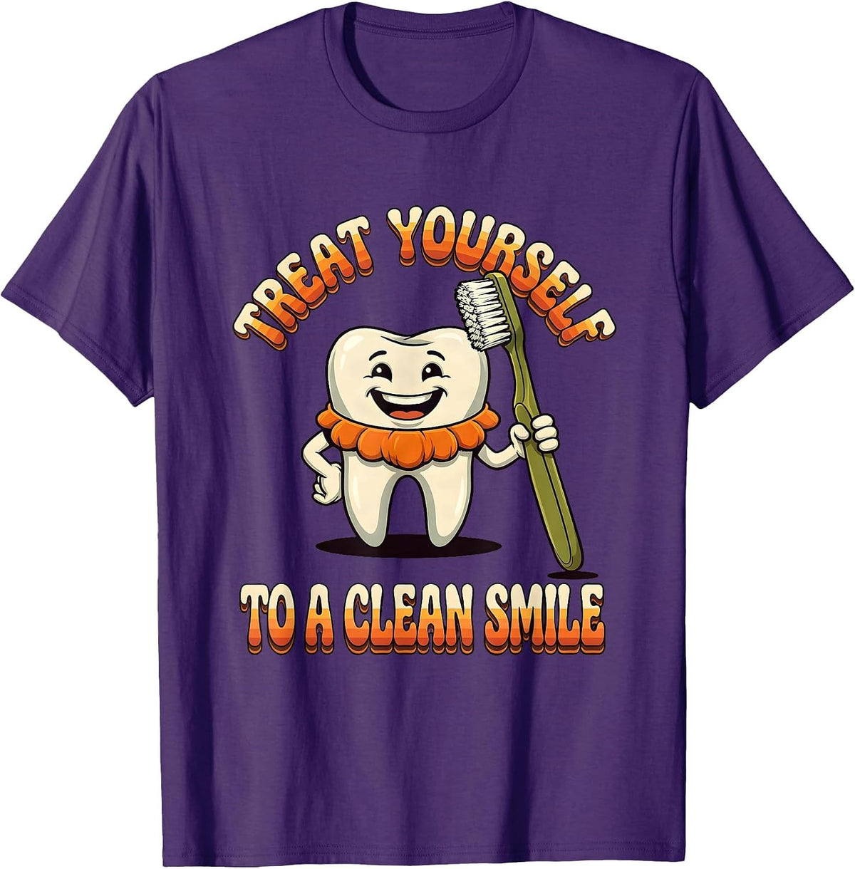 Treat Yourself To A Clean Smile Retro 70s Halloween Dentist T-Shirt - Purple