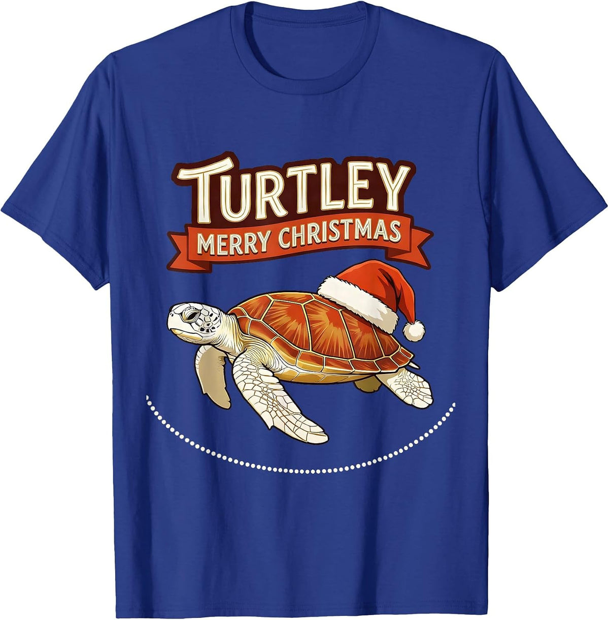 Men's Turtley Merry Christmas Sign Painter Sea Turtle Lover T-Shirt - Royal Blue