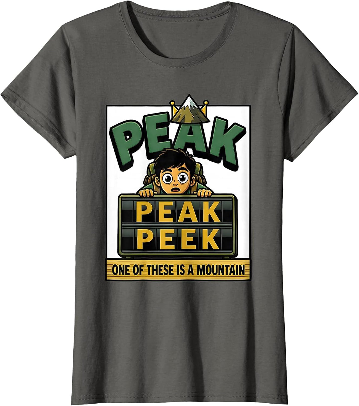 Women's Peak Peek One Of These Is A Mountain Funny Grammar Teacher T-Shirt - Asphalt Grey