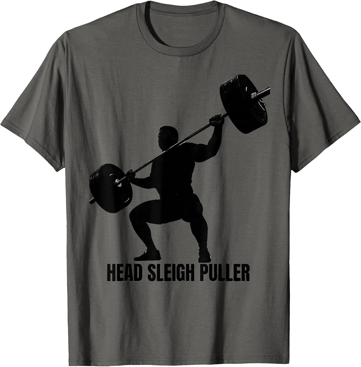 Head Sleigh Puller Funny Christmas Gym Workout Weightlifting T-Shirt - Asphalt Grey