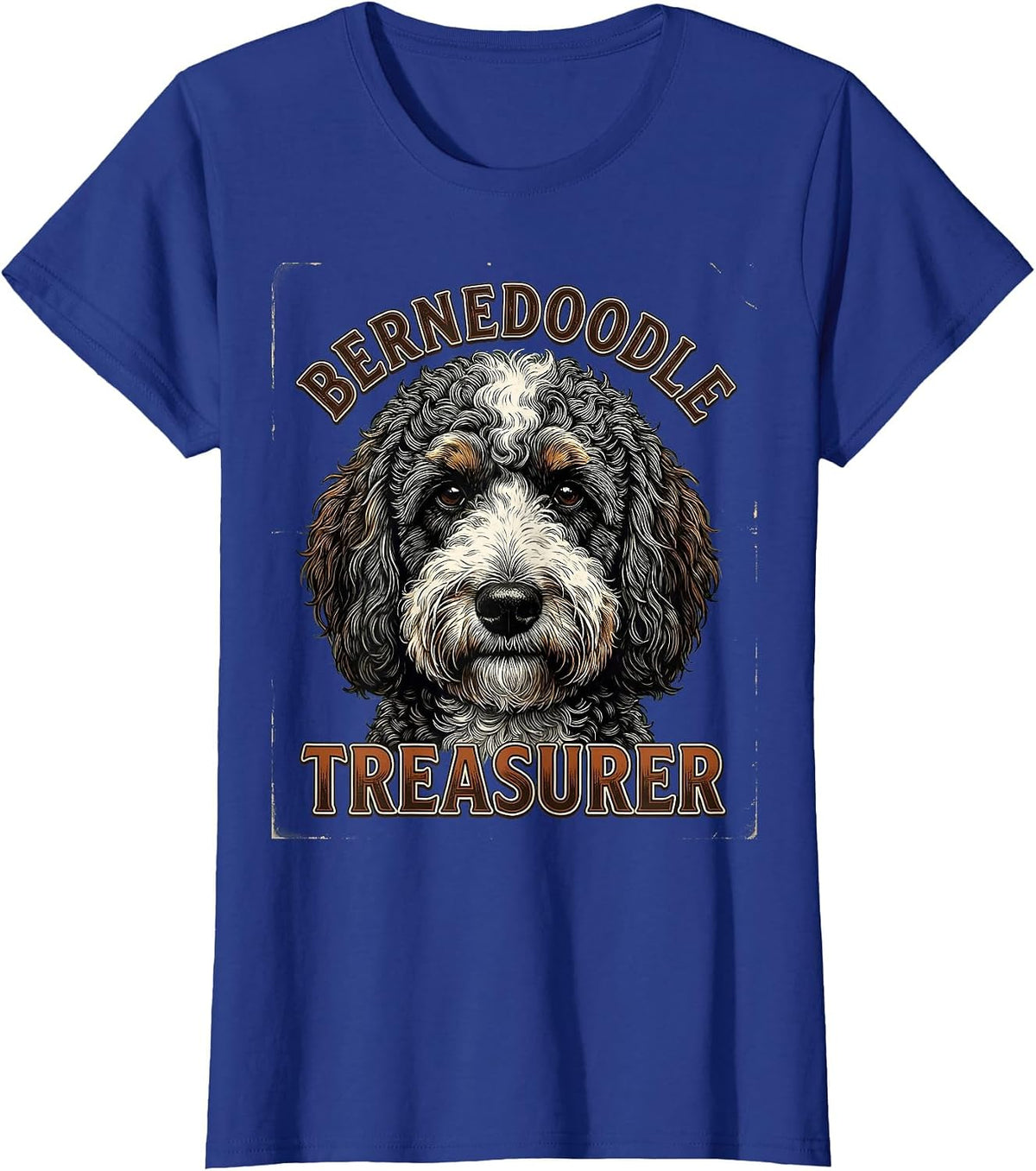 Women's Bernedoodle Treasurer Vintage Funny Bernese Mountain Dog T-Shirt - Royal Blue