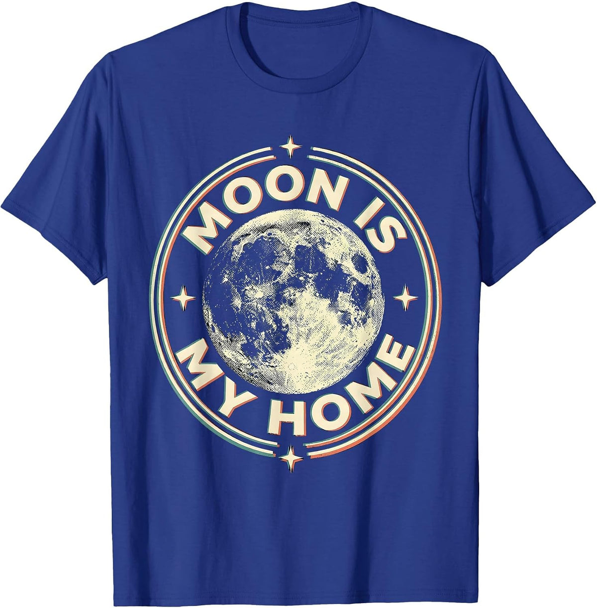 Men's Moon Is My Home Celestial Space Design T-Shirt - Royal Blue