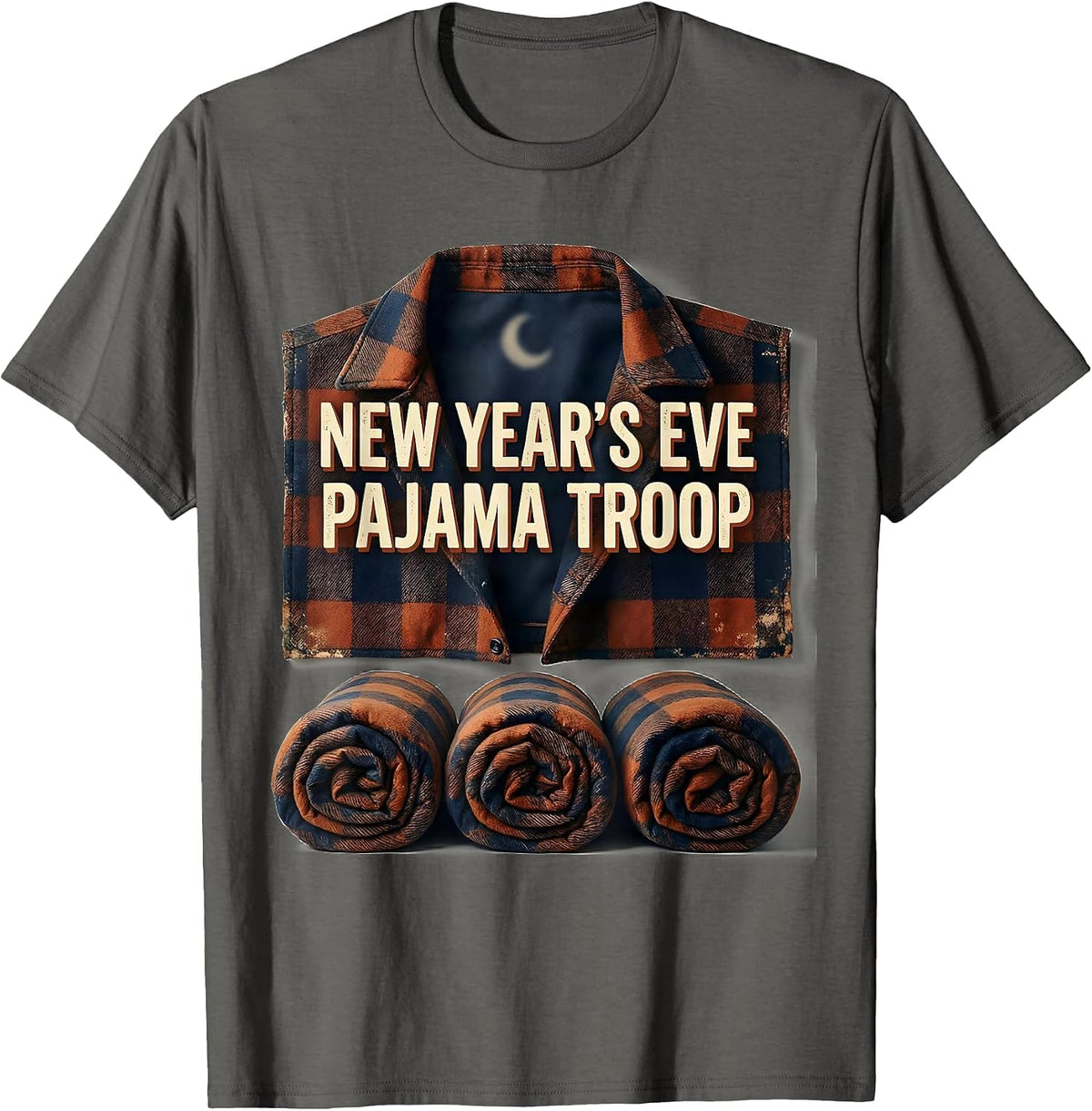 Men's New Year's Eve Pajama Troop Vintage Family Matching Humor T-Shirt - Asphalt Grey