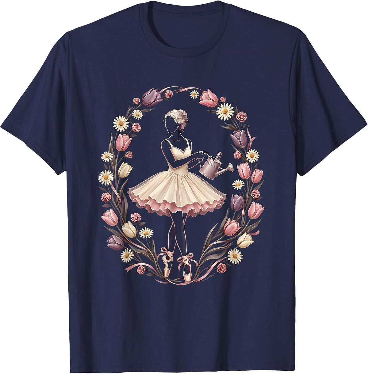 Mimi Wildflower Garden Grandma Graphic T-Shirt - Navy Blue
