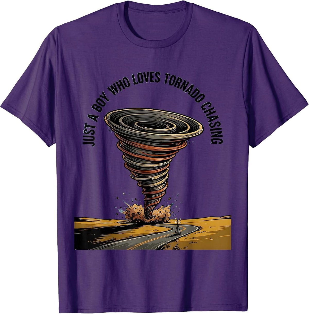Just A Boy Who Loves Tornado Chasing Funny Weather Storm T-Shirt - Purple