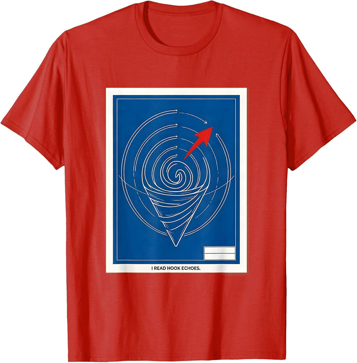 Men's I Read Hook Echoes Technical Blueprint Meteorology Storm T-Shirt - Red