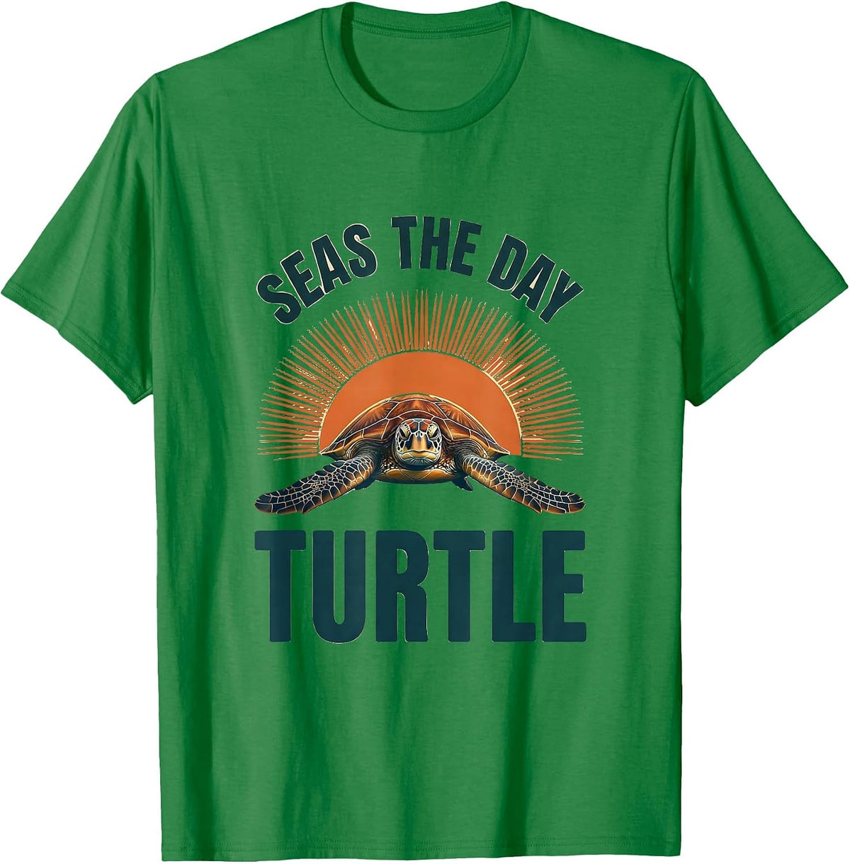 Men's Seas the Day Turtle Ocean Design T-Shirt - Kelly Green