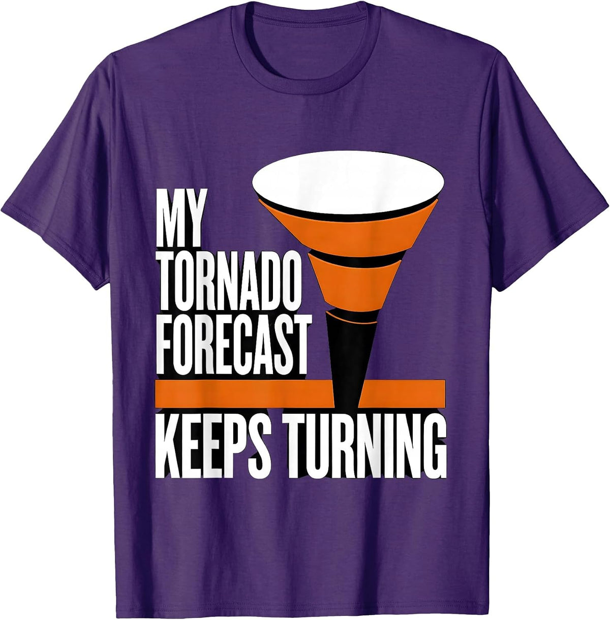 My Tornado Forecast Keeps Turning Brutalist Graphic Storm T-Shirt - Purple