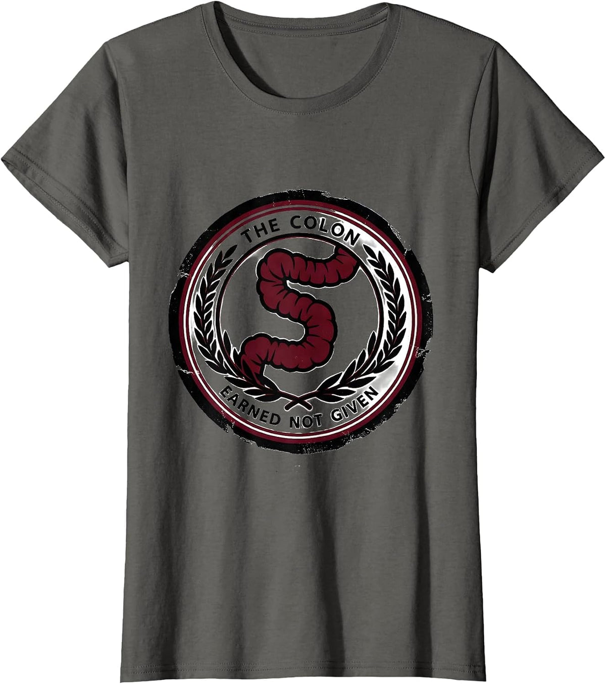 Women's The Colon. Earned, Not Given Funny Grammar Teacher Humor T-Shirt - Asphalt Grey