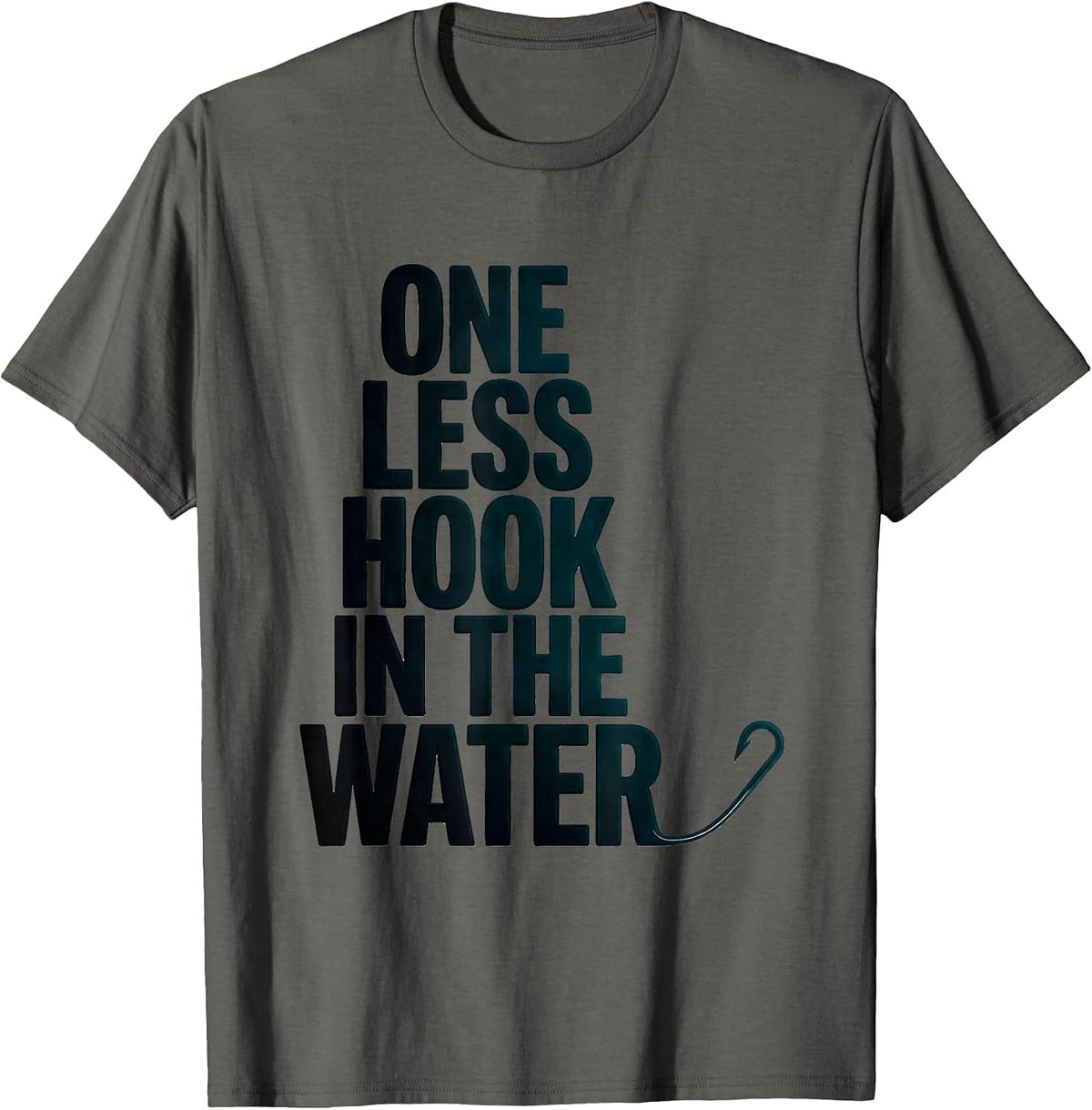 Men's One Less Hook In The Water Funny Sea Turtle Ocean Animal T-Shirt - Asphalt Grey