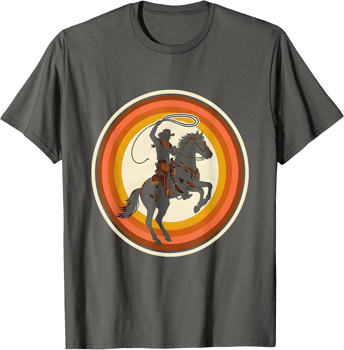 Cowgirl Lasso Rodeo Horseback Illustration T-Shirt - Asphalt Grey