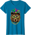 Bear Animal Lover Cute Mardi Gras Carnival Jester T-Shirt, Women, Sapphire Blue, Large - As Pictured