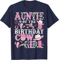 Auntie of The Birthday Cow-Girl Rodeo Cowgirl Birthday T-Shirt - Navy Blue