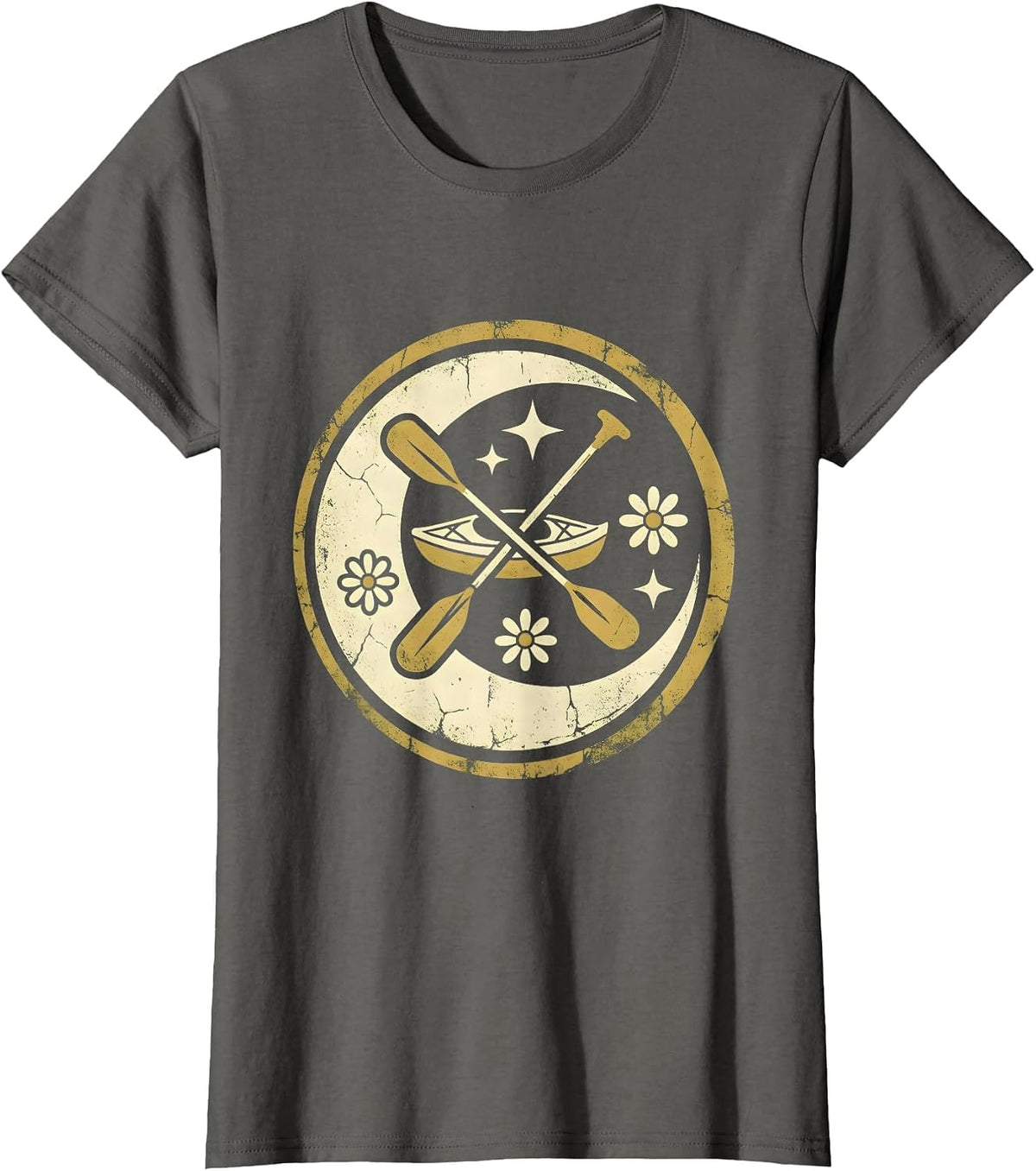 Women's Retired Kayaker Misty Water Illustration T-Shirt - Asphalt Grey