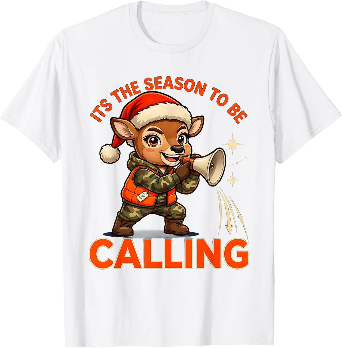 Men's ITS THE SEASON TO BE CALLING Funny Deer Hunter Christmas T-Shirt - White