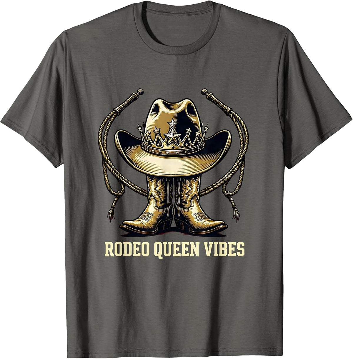 Men's Rodeo Queen Vibes Western Cowgirl Design T-Shirt - Asphalt Grey