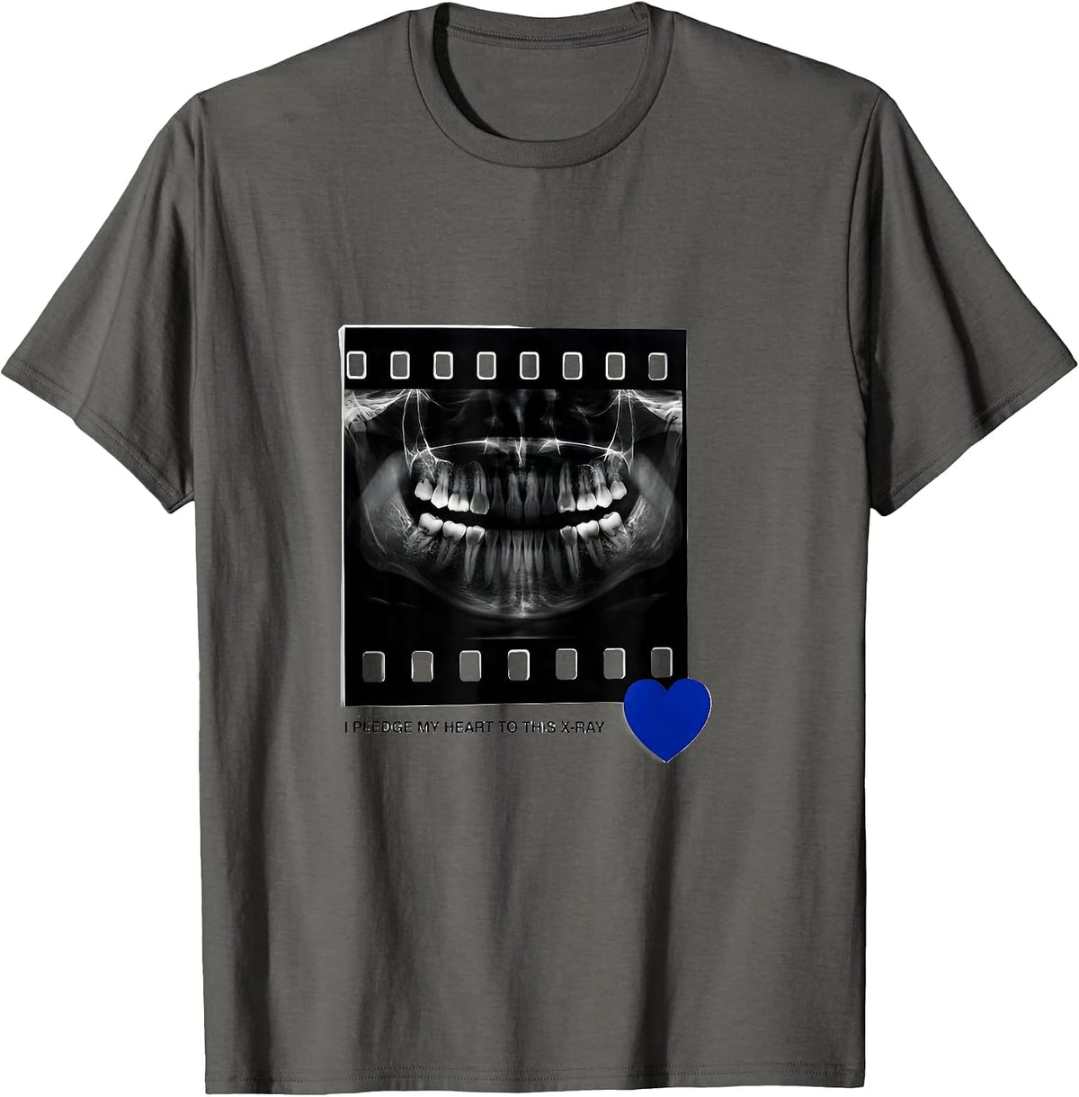 I Pledge My Heart To This X-Ray Funny Dentist Dental T-Shirt - Asphalt Grey