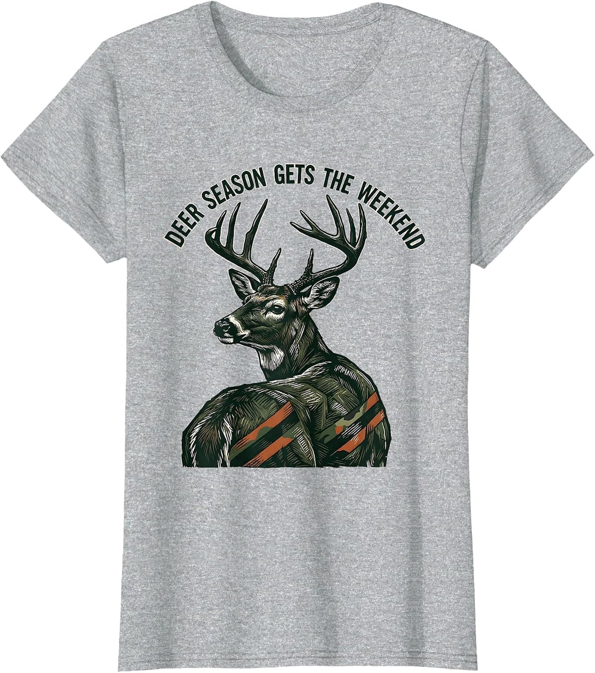 Women's Deer Season Gets The Weekend Funny Hunting Dad Gift T-Shirt - Heather Grey