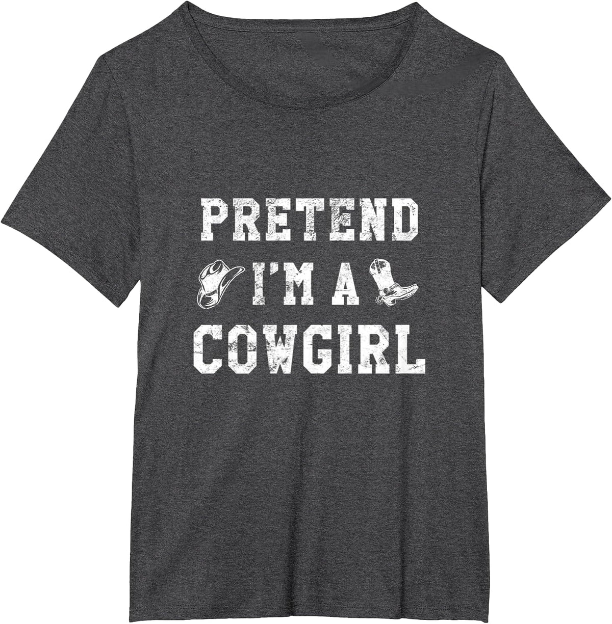 Pretend I'm A Cowgirl Funny Western Halloween Costume Party T-Shirt - Dark Heather Grey