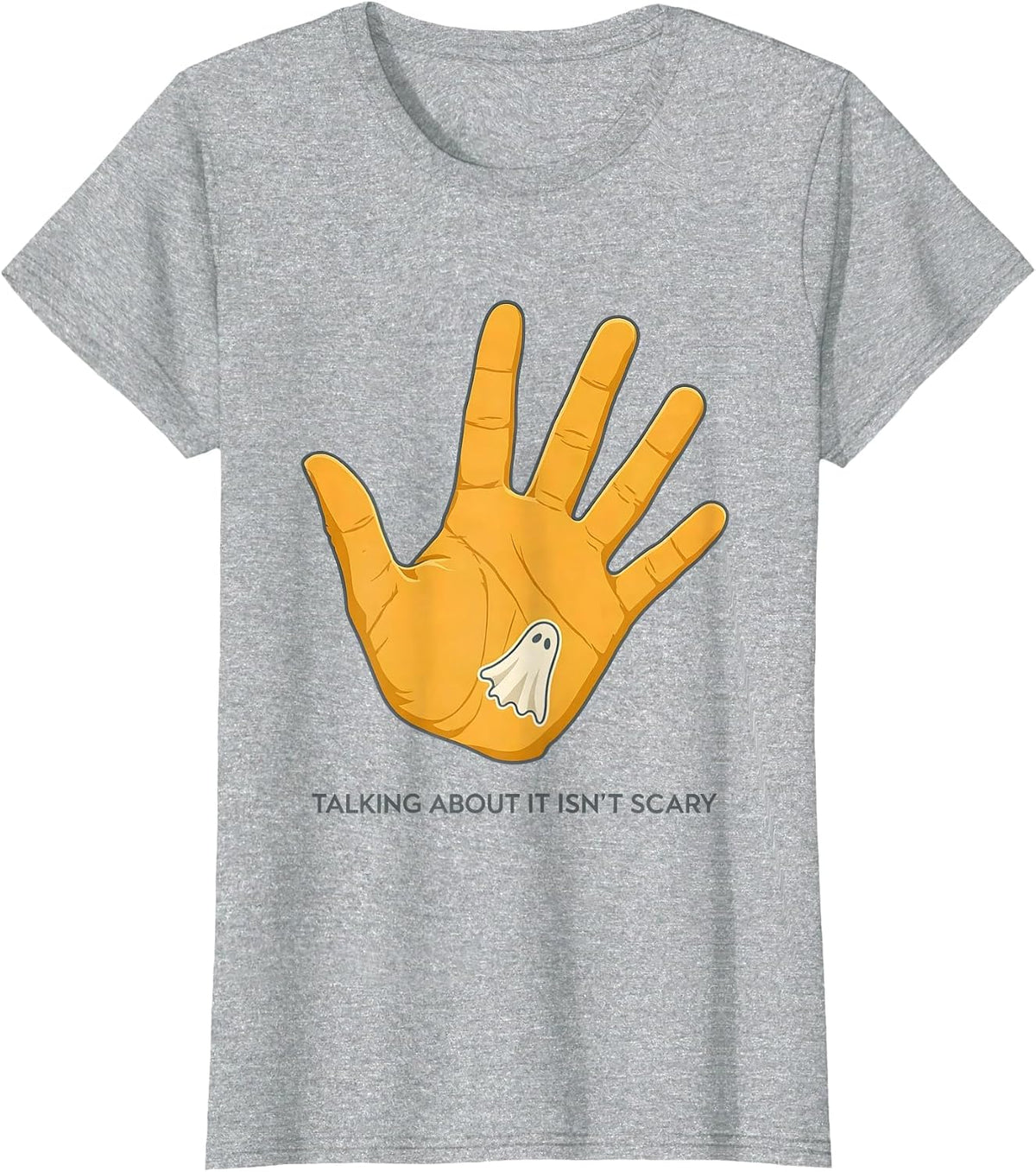 Women's Talking About It Isn't Scary Mental Health Halloween T-Shirt - Heather Grey