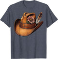 Wild and Free Womens Western Boho Design T-Shirt - Heather Blue