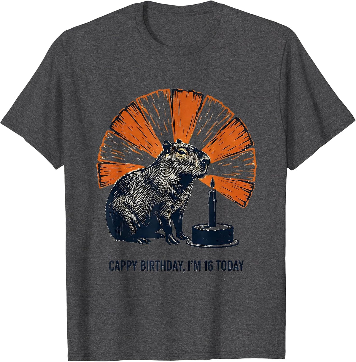 Men's Cappy Birthday I'm 16 Today Kawaii Capybara Birthday Gift T-Shirt - Dark Heather Grey