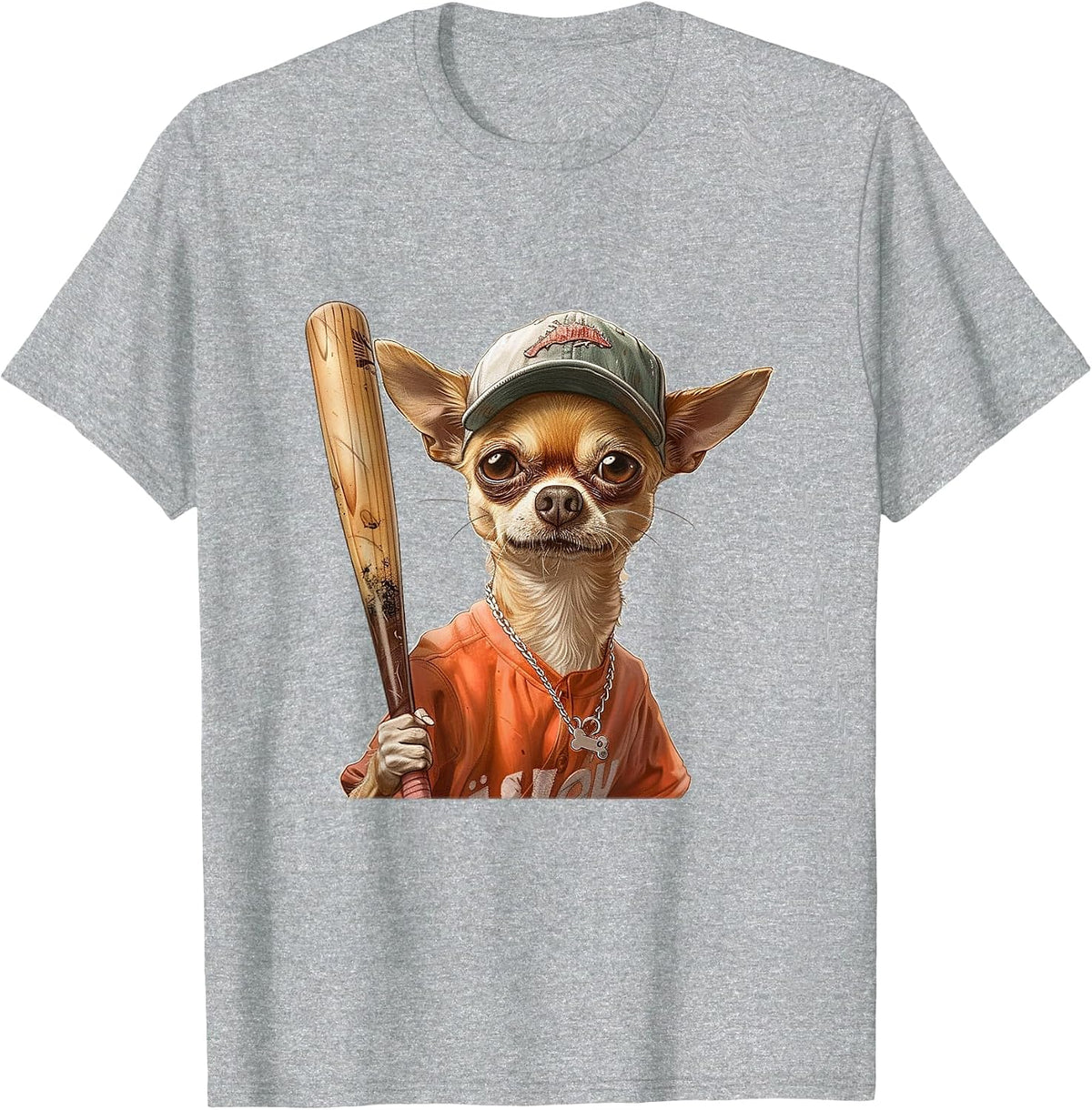 Chihuahua Dog Baseball Cap Sports Team Animal T-Shirt - Heather Grey