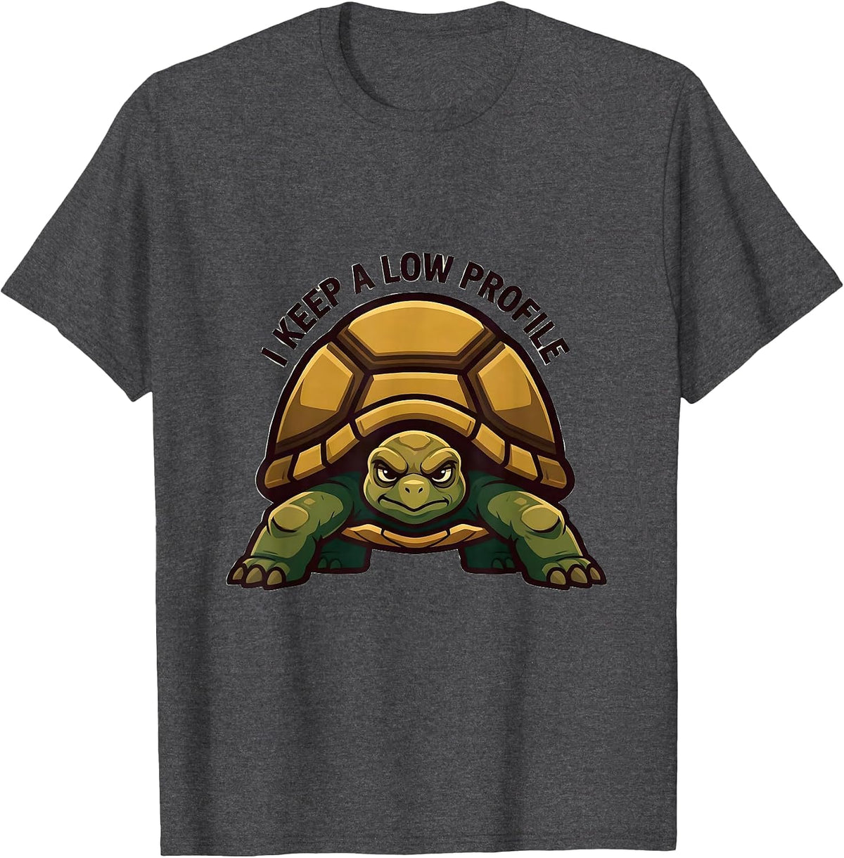 I Keep A Low Profile Funny Tortoise Lover Pet Owner Humor T-Shirt - Dark Heather Grey