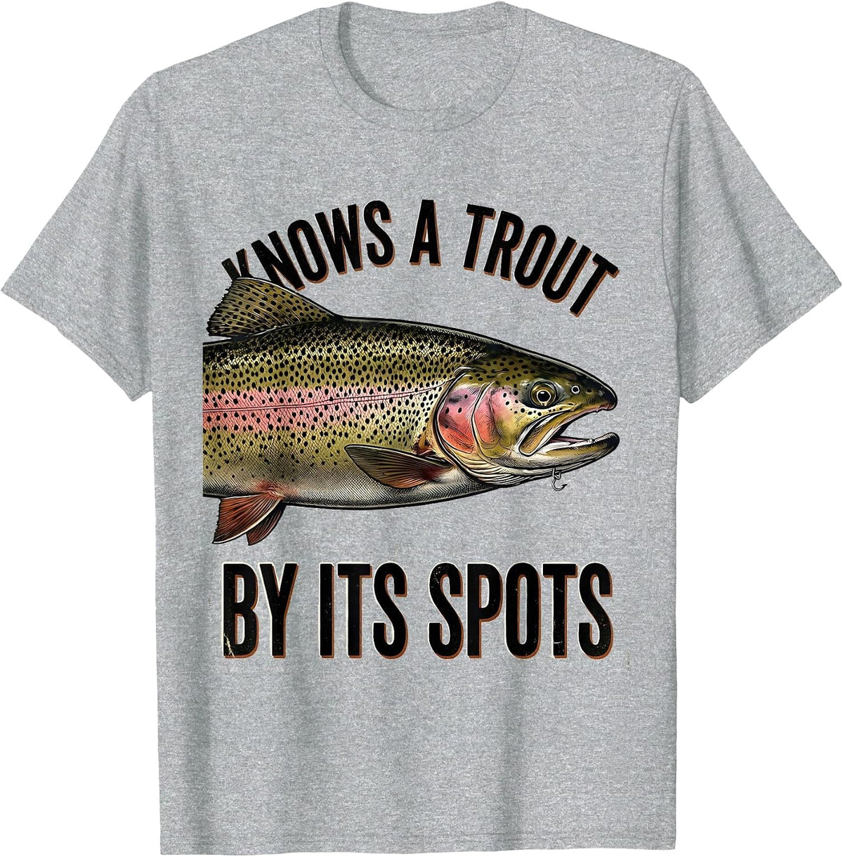 Men's Knows A Trout By Its Spots Vintage Fishing Humor Dad Gift T-Shirt - Heather Grey