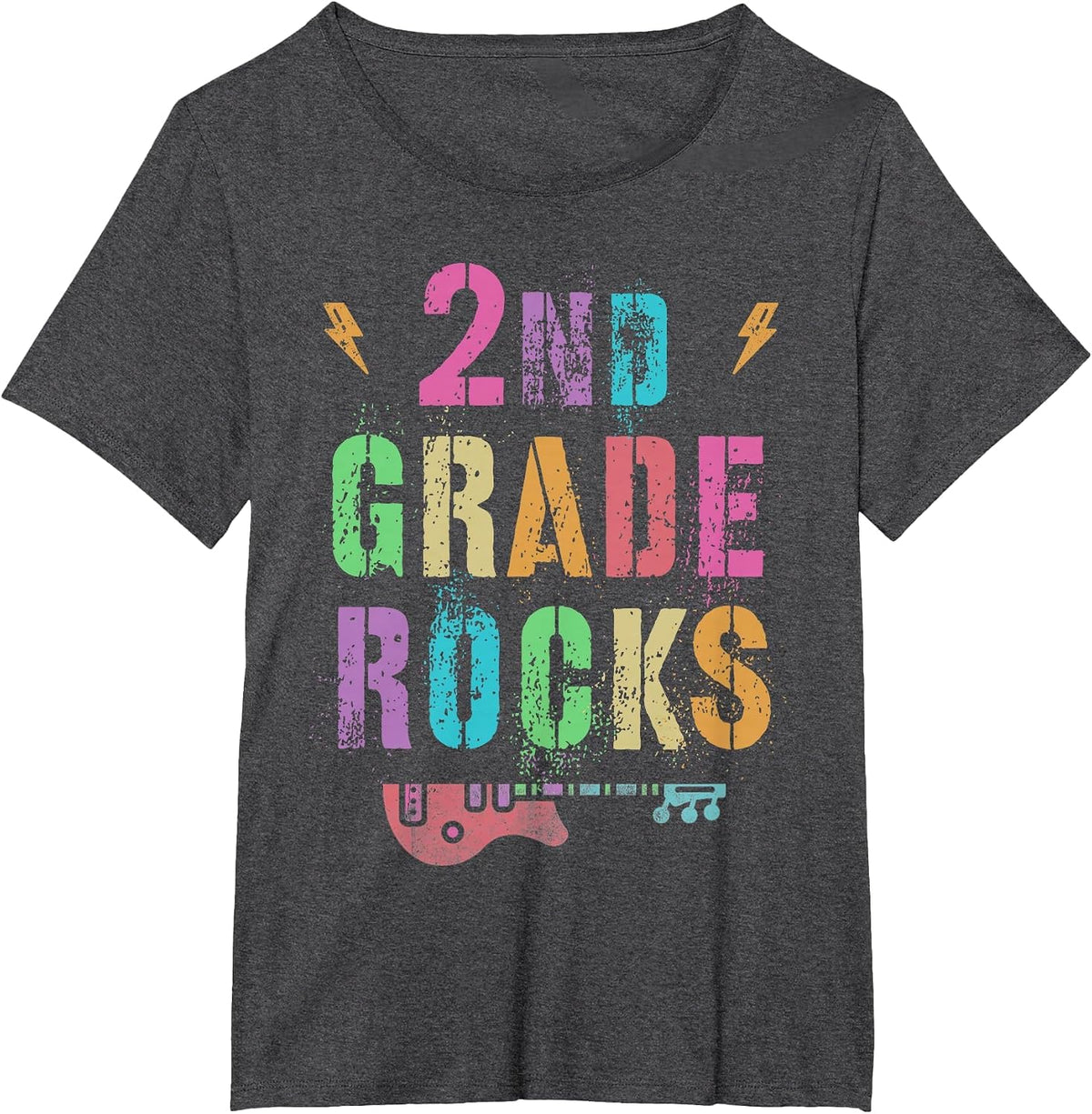 2nd Grade Rocks Teacher Second Grader Rockstar Team Vintage T-Shirt - Dark Heather Grey