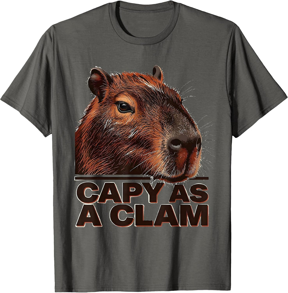 Men's capy as a clam Funny Capybara Meme Gamer Kawaii Humor T-Shirt - Asphalt Grey