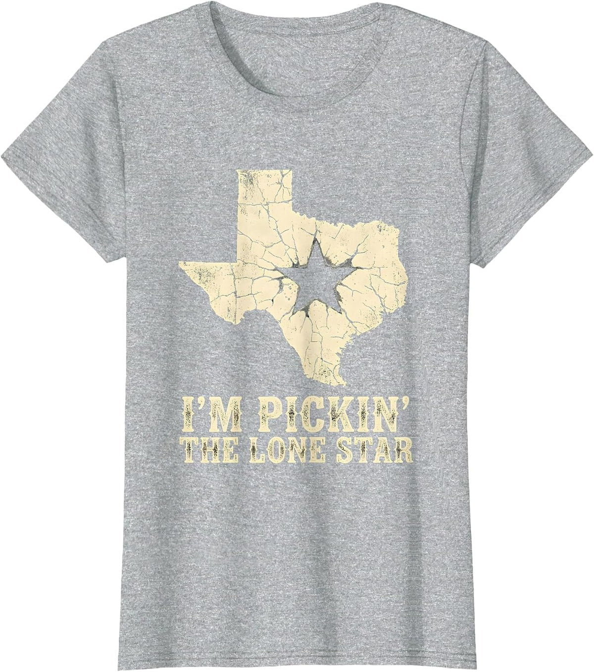 Women's I'm Pickin' The Lone Star Boho Western Texas State Pride T-Shirt - Heather Grey