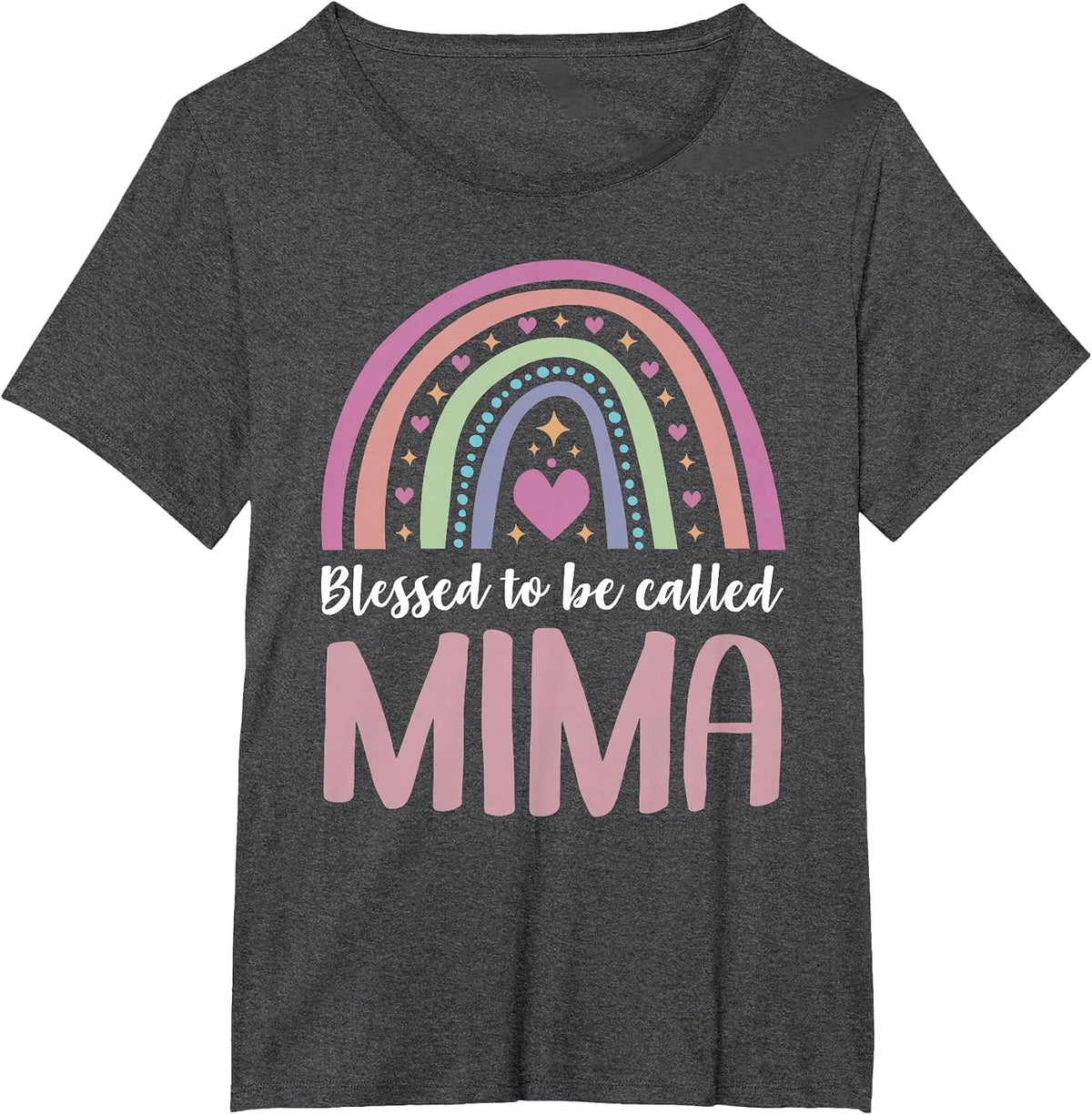 Mima Tee Shirt for Grandma Women Mothers Day Blessed Mima T-Shirt - Dark Heather Grey