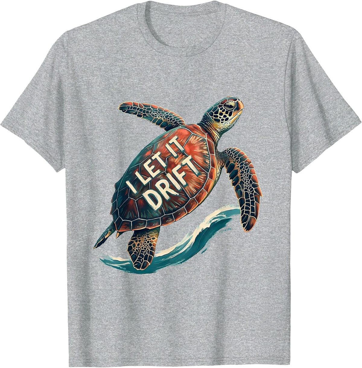Men's I Let It Drift Sea Turtle Souvenir Tropical Vacation Animal T-Shirt - Heather Grey